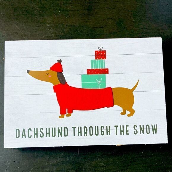 Christmas Dachshund Through The Snow Wall Decor Sign - Picture 1 of 6